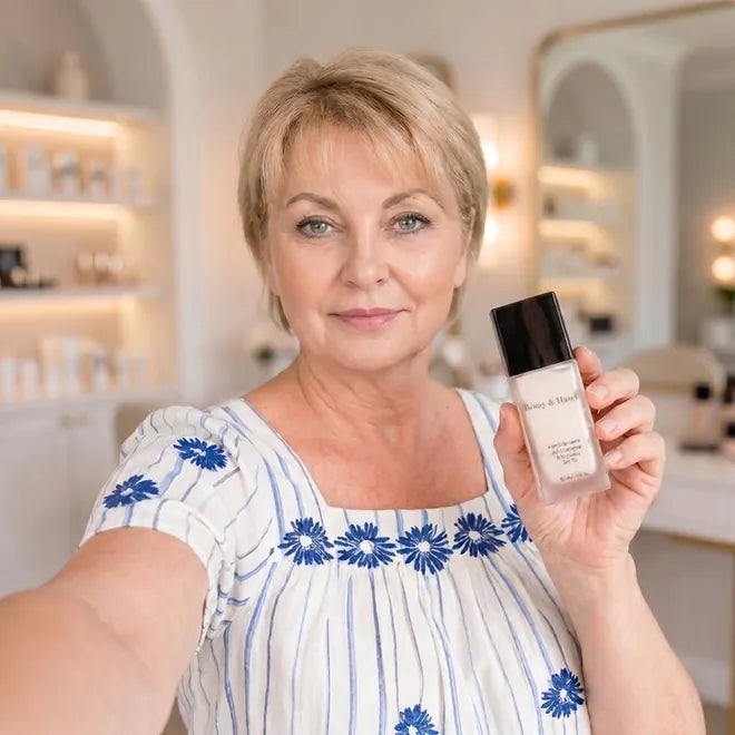 Cliente avec le fond de teint Romy & Hazel
